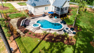 aerial view swimming pool real estate photography